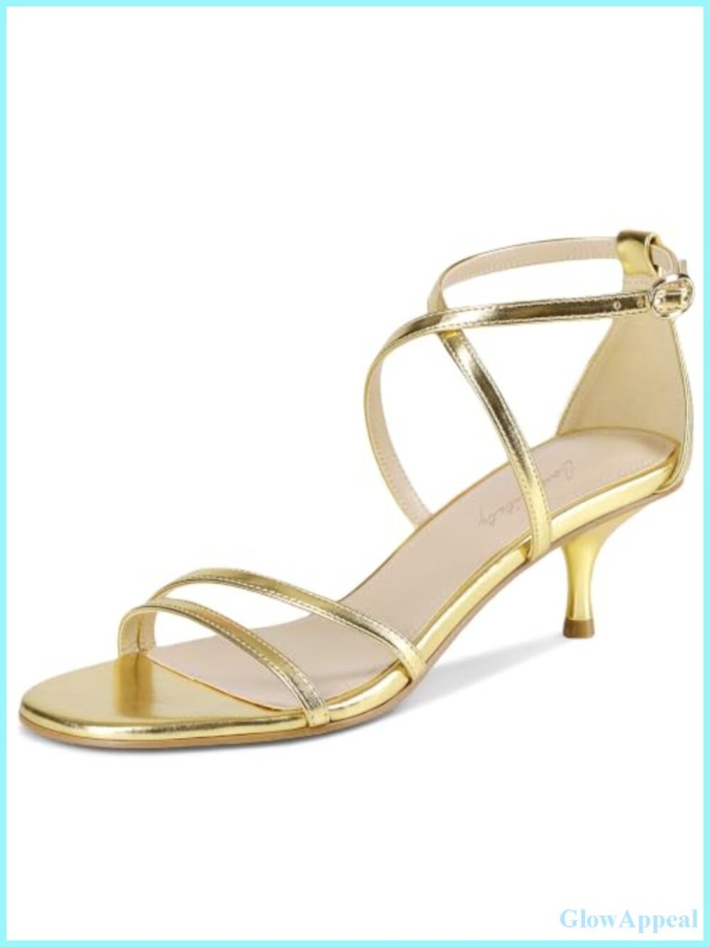 conchitaty Kitten Heel Strappy Sandals with Ankle Strap Open Toe